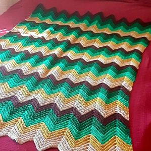 Vintage boho style knitted throw blanket